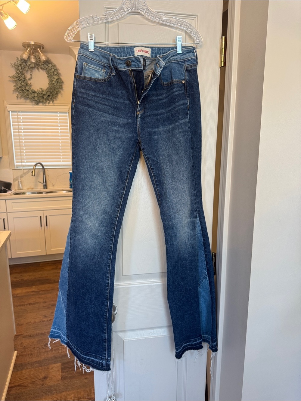 DRIFTWOOD Women's Blue Boot Cut Jeans with Faded Wash
